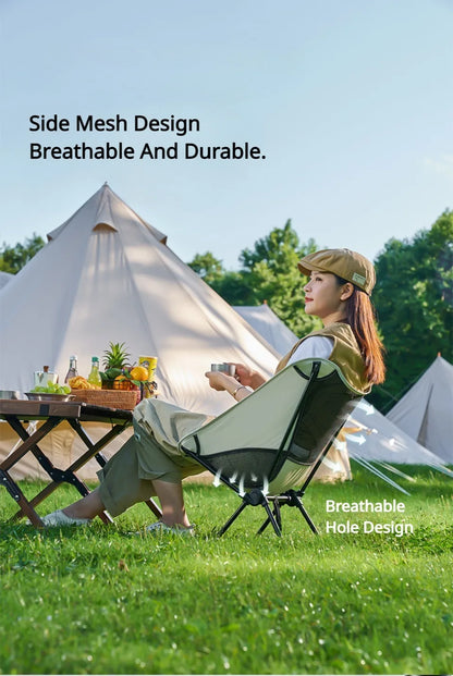 Outdoor Camping Portable Folding Moon Chair – Leisure Fishing & Beach Chair, Thick Steel Pipe, 100KG Capacity