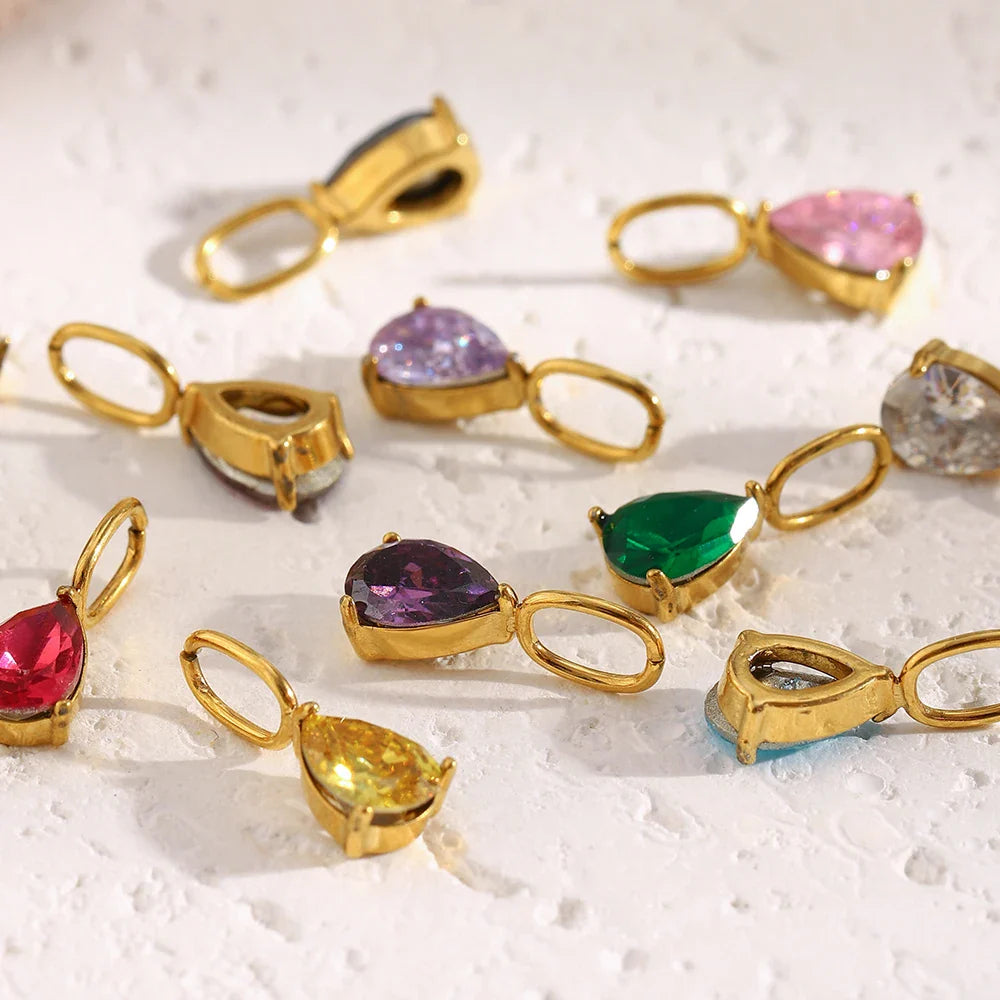E.B.belle Colorful Zircon Waterdrop Pendant Jewelry Set for Women – DIY Handmade Necklace & Earrings Making Accessories