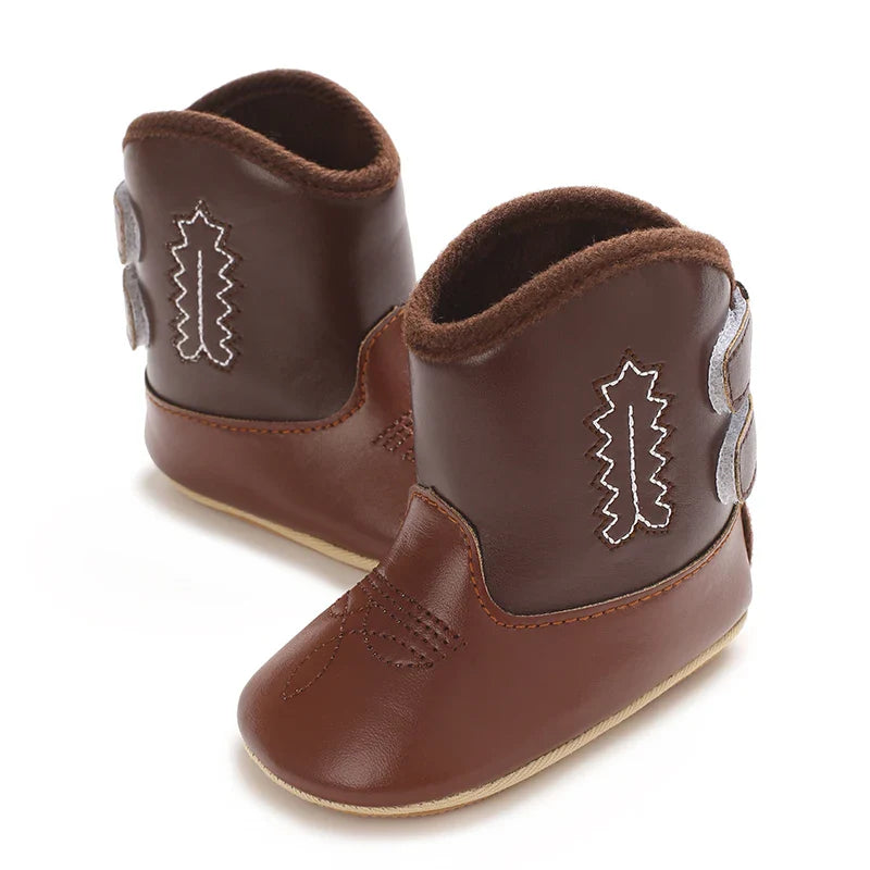 Autumn Embroidered Denim Boots for Newborns – Ethnic Style Soft Soled First Walking Shoes