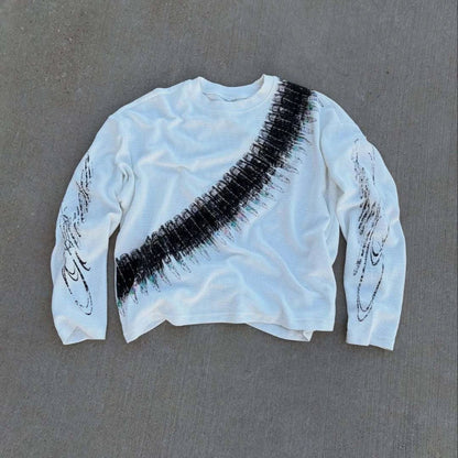 Y2K Bullet Letter Graphic Long Sleeve T-Shirt - Retro Streetwear Loose Unisex Casual Top