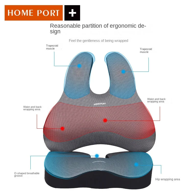 Memory Foam Orthopedic Seat Cushion – Coccyx Support Pillow for Office, Car, and Back Pain Relief with Hip Massage Pad Set