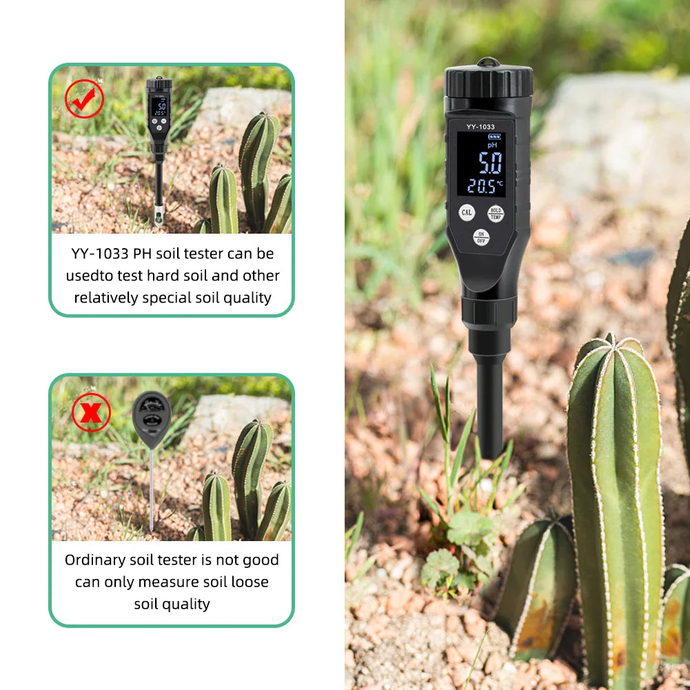 Smart Soil pH Meter 0.0-14.0pH - Bluetooth Soil Tester & Data Logger for Hydroponics, Garden & Farmland