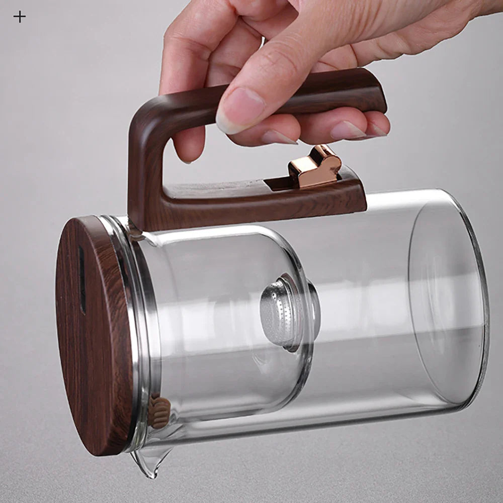 Glass Tea Pot Kettle with Magnetic Infuser - 520ML/720ML Tea Filtration Cup Set with One-Click Switch