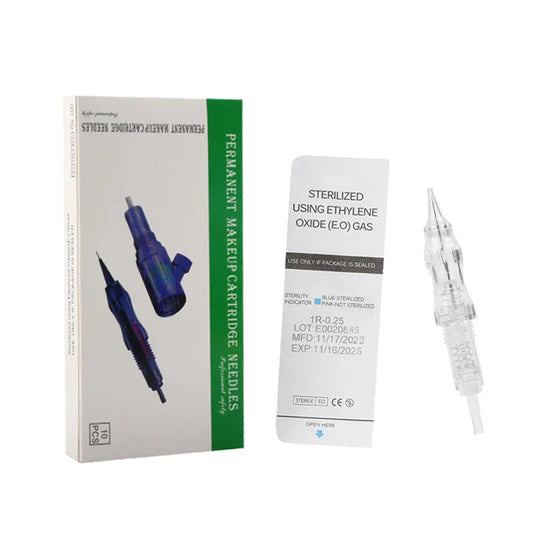 10PCS Microblading Tattoo Needle Cartridges – 0.15 to 0.4mm Screw Tips for Permanent Makeup & Eyebrow Rotary Machine