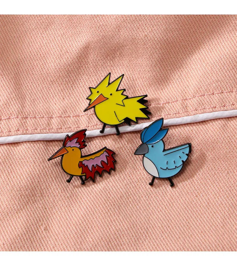 Cute Pokémon Three Holy Birds Cartoon Badge – Anime Flaming Bird Brooch for Clothes & Accessories