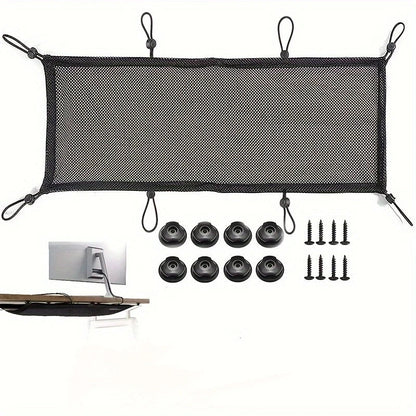 8-Hole Socket Cable Management Net – Under-Desk Cord Organizer Mesh for Flexible Wire and Cable Storage