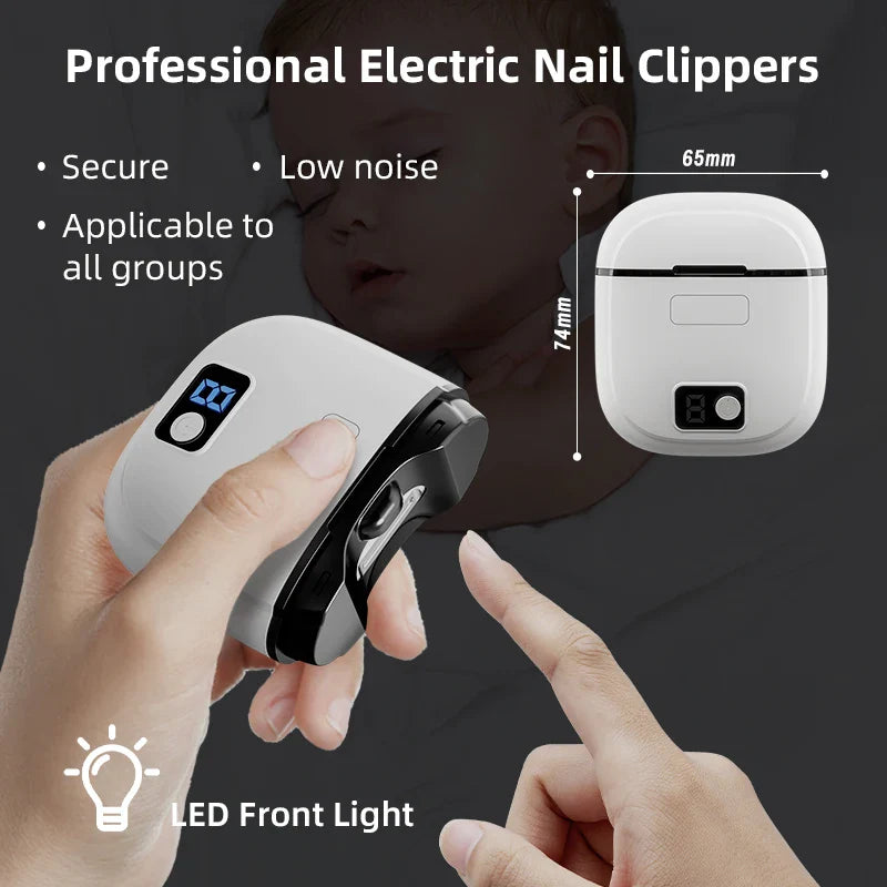 Electric Nail Clipper – 3-Speed Automatic Nail Cutter with Storage, LCD Light & USB Charging for Adults, Seniors, Babies, and Kids