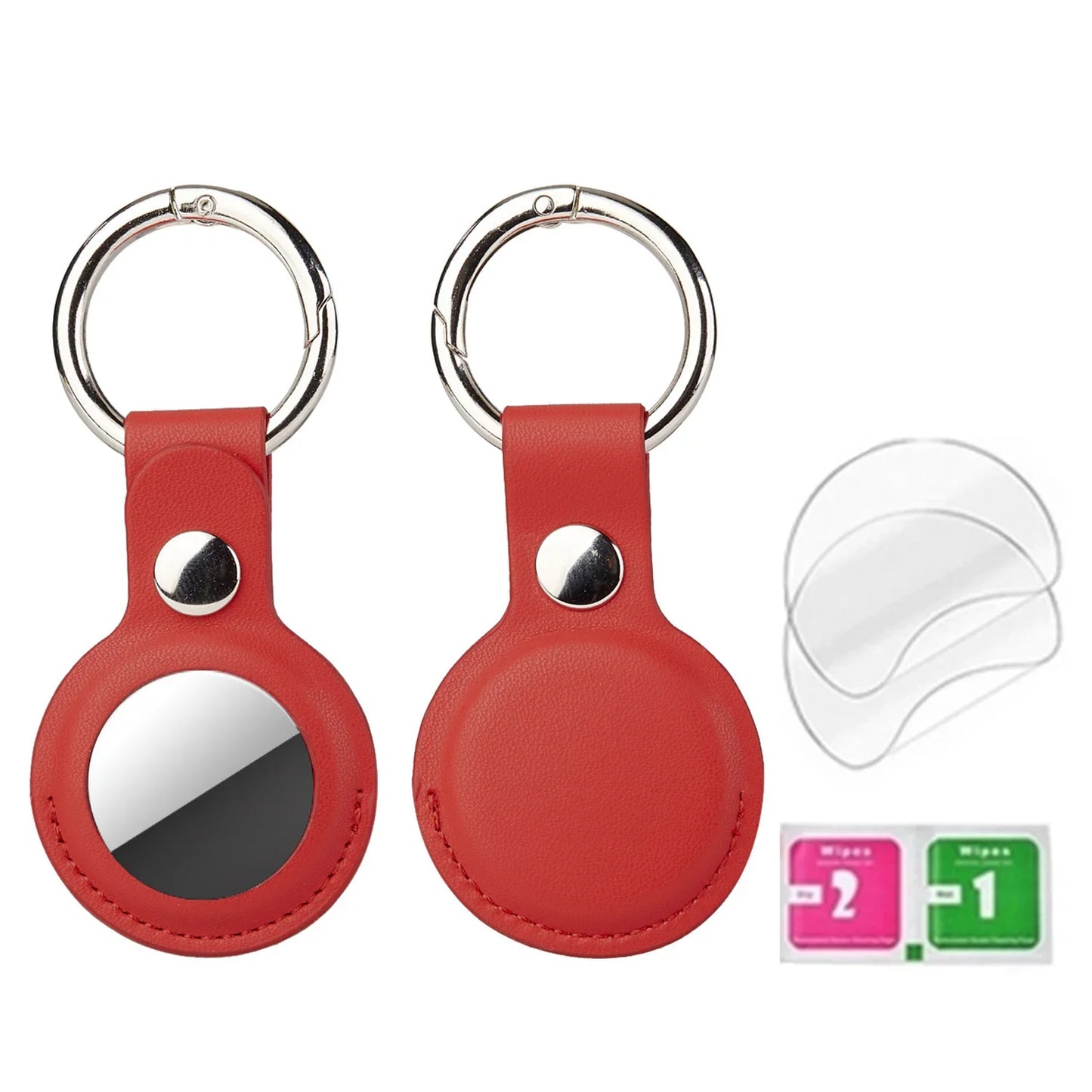 Airtag Holder Keychain — Genuine Leather Handmade Case, Scratch-Resistant Key Ring for Dog Collar & Luggage Cover