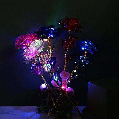 LED 24K Foil Plated Roses – Valentine's & Mother's Day Gift, Artificial Flower Decor, Romantic Wedding & Lover Lighting