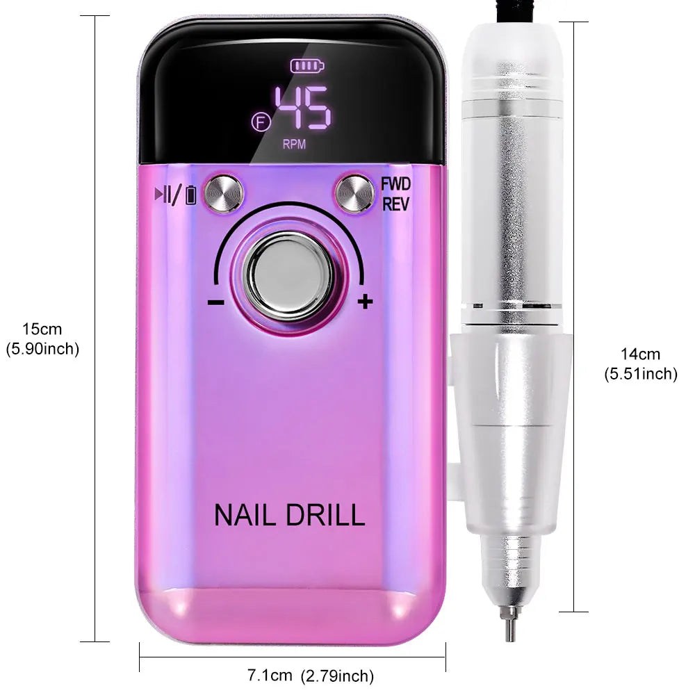 45000RPM Electric Nail Drill – Professional Rechargeable Nail File for Gel Nails, Portable Manicure Tool