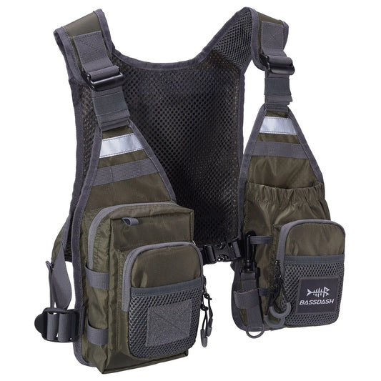 Bassdash FV08 Ultra Lightweight Fly Fishing Vest – Portable Chest Pack for Men and Women, One Size Fits Most
