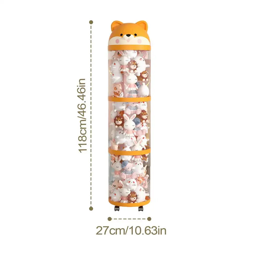 Large Capacity Transparent Doll & Toy Storage Box – Plush Toy Organizer for Children