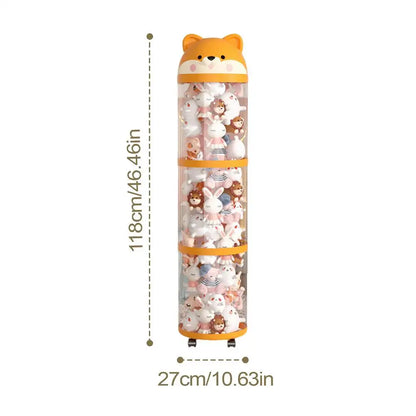 Large Capacity Transparent Doll & Toy Storage Box – Plush Toy Organizer for Children