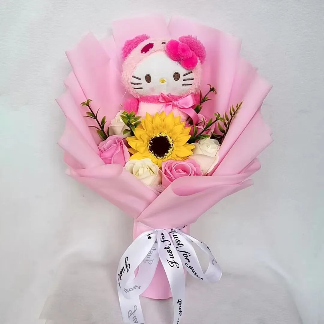 Sanrio Kuromi Plush Flower Bouquet — Soft Plush Doll Gift for Christmas, Valentine's Day, Birthday & Wedding Party