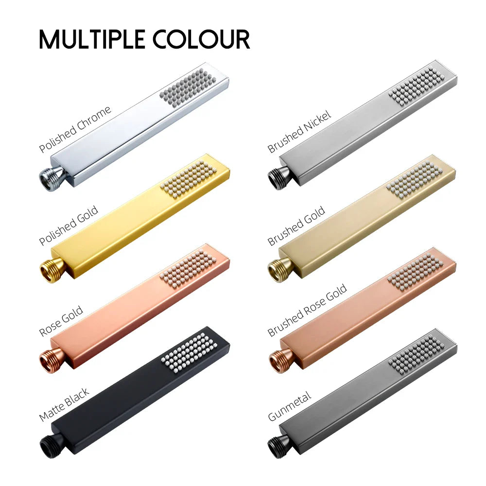 Square Handheld Shower — High-Pressure Brass Hand Shower for Bathroom
