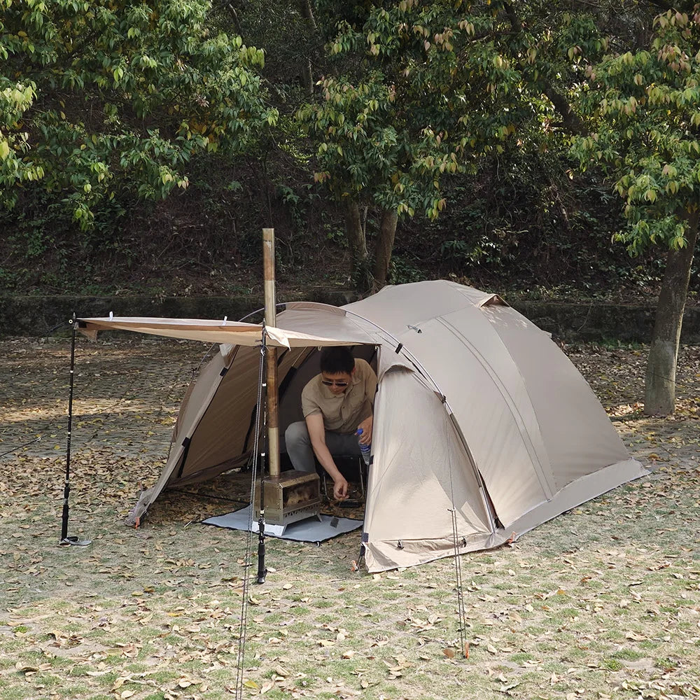 Fireproof Hot Tent for 2 People – Waterproof Extend Dome with Stove Jack & Snow Skirt, 4-Season Camping, Hiking, Hunting Winter Shelter