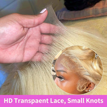 613 Blonde Lace Front Wig – 13x6 HD Transparent Lace Human Hair, Pre-Plucked with Baby Hair for Black Women