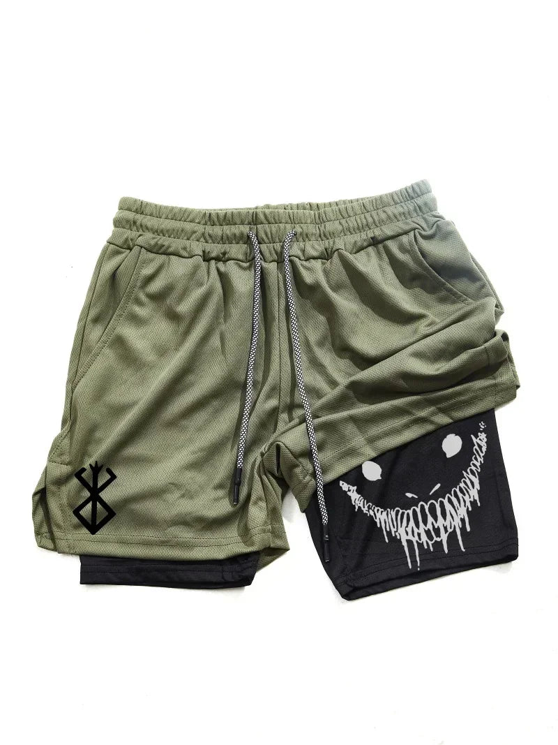 Berserk Men's 2 in 1 Sports Shorts – Quick Drying Running Shorts, Gym & Fitness Training, Double-Layered Design
