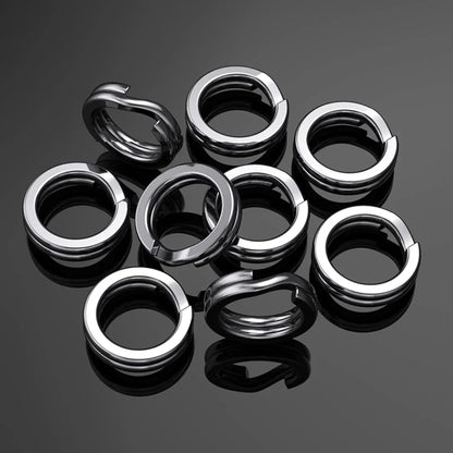 9KM 30PCS Fishing Split Rings - Stainless Steel Black Lure Connectors for Saltwater Terminal Tackle Accessories