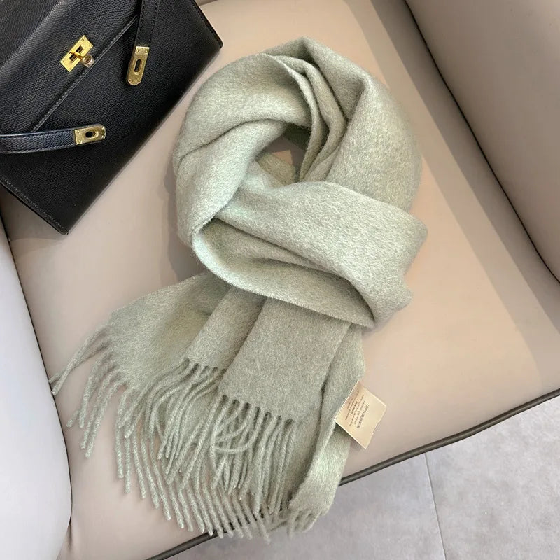 Winter Narrow Wool Scarf – 28 Colors, 100% Wool Solid Color Unisex Scarf for Men & Women, Warm and Cold-Proof