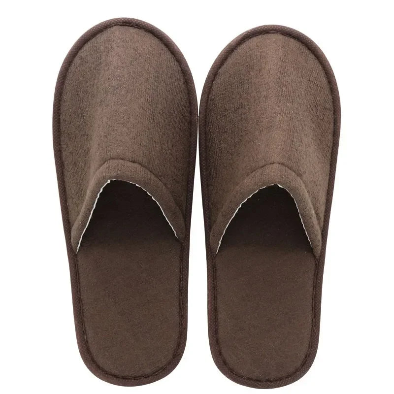 10 Pairs Plush Disposable Slippers - Soft Non-Slip Travel Hotel & Home Guest House Slides