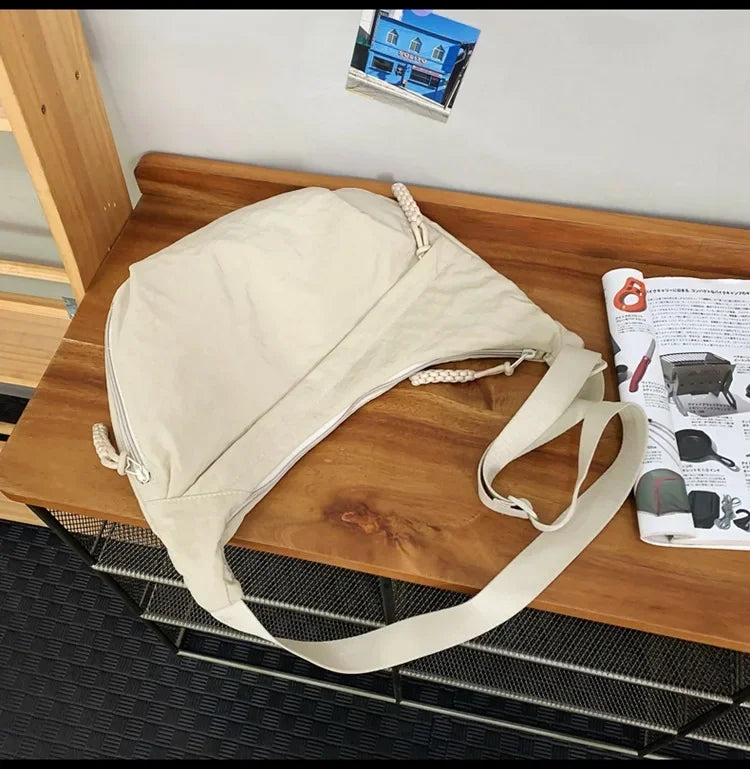 Trendy Women’s Soft Cloth Shoulder Bag | Solid Color Casual Crossbody & Hobo Bag for Students