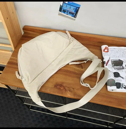 Trendy Women’s Soft Cloth Shoulder Bag | Solid Color Casual Crossbody & Hobo Bag for Students
