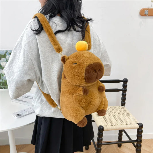 Kawaii Capybara Plushie Backpack - Mini Fur Doll Shoulder Bag for Children & Gift for Girlfriend