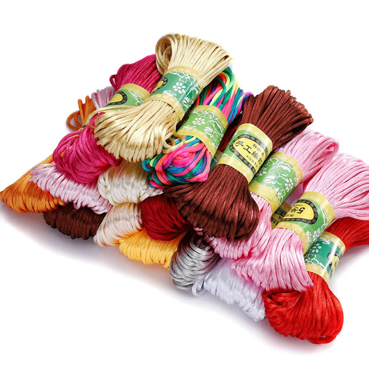 20m/Lot Chinese Knotting Silk Macrame Cord – 1.5mm & 2mm Nylon Black Satin Beading & Shamballa Thread
