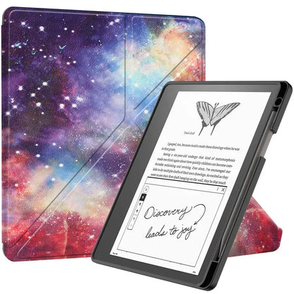 Kindle Scribe 2024 10.2″ Case — PU Leather Multi-Folding Stand with Smart Auto Wake/Sleep and Pencil Holder Ebook Cover