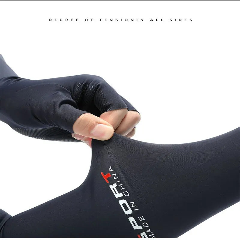 1Pair Sport Arm Sleeves - Sun UV Protection Ice Cool Sleeves for Cycling, Running, Fishing, Climbing - 5 Finger Cuff