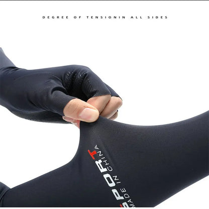 1Pair Sport Arm Sleeves - Sun UV Protection Ice Cool Sleeves for Cycling, Running, Fishing, Climbing - 5 Finger Cuff