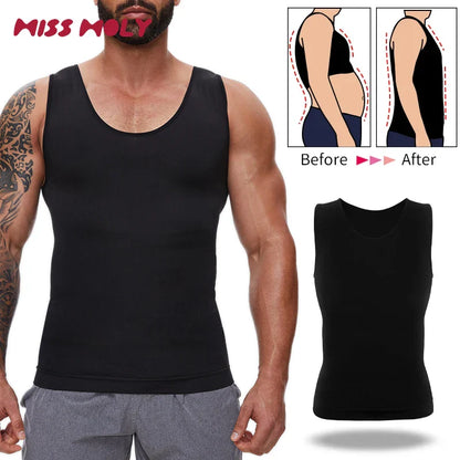 Men's Compression Shirt – Tummy Control Shapewear Vest for Flat Belly & Workout Support