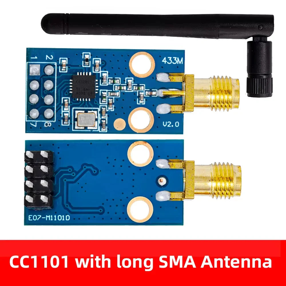 CC1101 433/868MHz Wireless Transceiver Module – 10mW Long Range (300–1000m) with SMA Antenna for Arduino