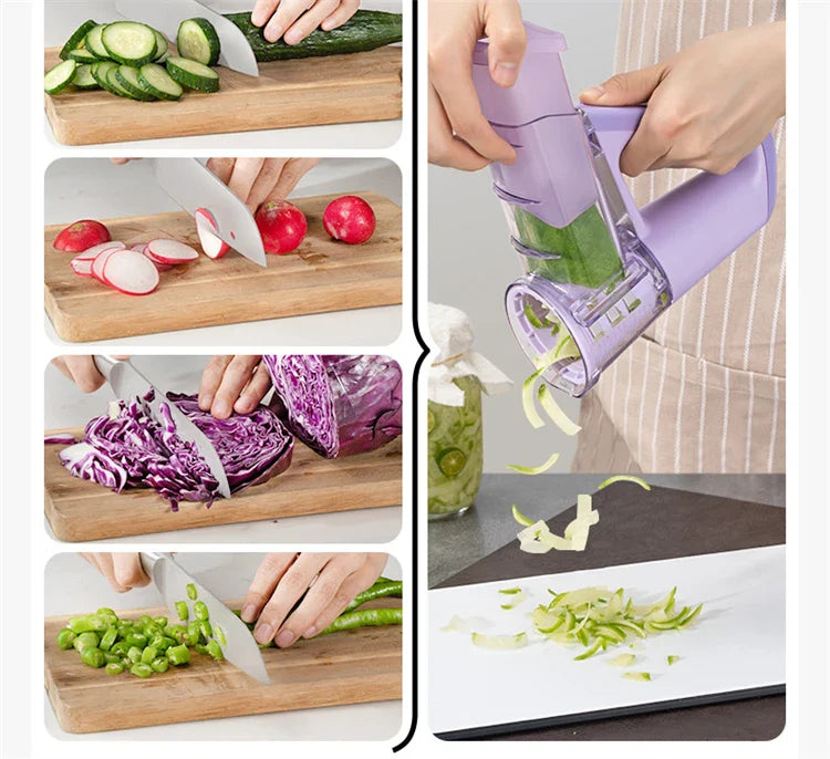 LMETJMA Electric Cheese Grater & Salad Maker – 40W Portable Rotary Slicer Shredder with 4 Blade Attachments (JT363)