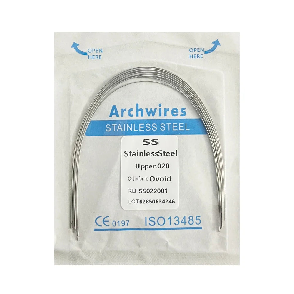 10PCS Dental Orthodontic Arch Wire Set - Stainless Steel Round & Rectangular Dentist Ovoid Form Material