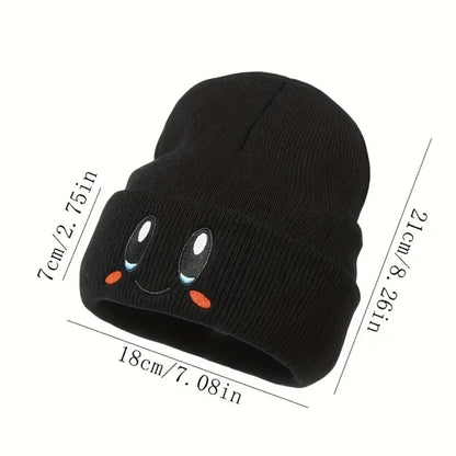 Cute Eye Embroidery Beanie – Trendy Candy Color Knit Hat for Women & Men, Casual Winter Couple Beanies