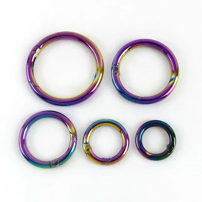 10Pcs Metal O Ring Spring Clasps - 10-38mm Openable Round Carabiner Snap Hooks for Keychains, Bags & DIY Jewelry Accessories