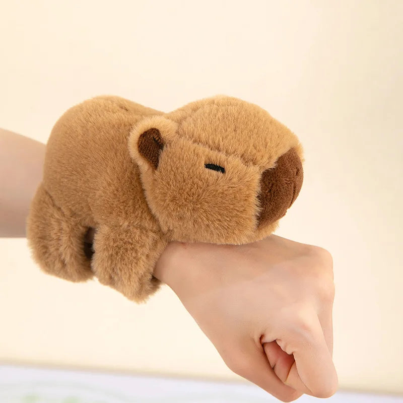 Lovely Capybara Plush Slap Snap Wristband Bracelet – Kawaii Animal Hand Ring Toy for Kids
