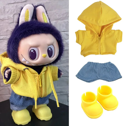 15/17cm Labubu Doll Hooded Zipper Sweatshirt Outfit Set – Stylish Ropa Accessories