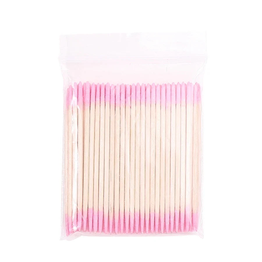 100Pcs Double-Ended Cotton Swabs - Fine Point Beauty Tools for Nail Art, Makeup & Eyeliner Correction
