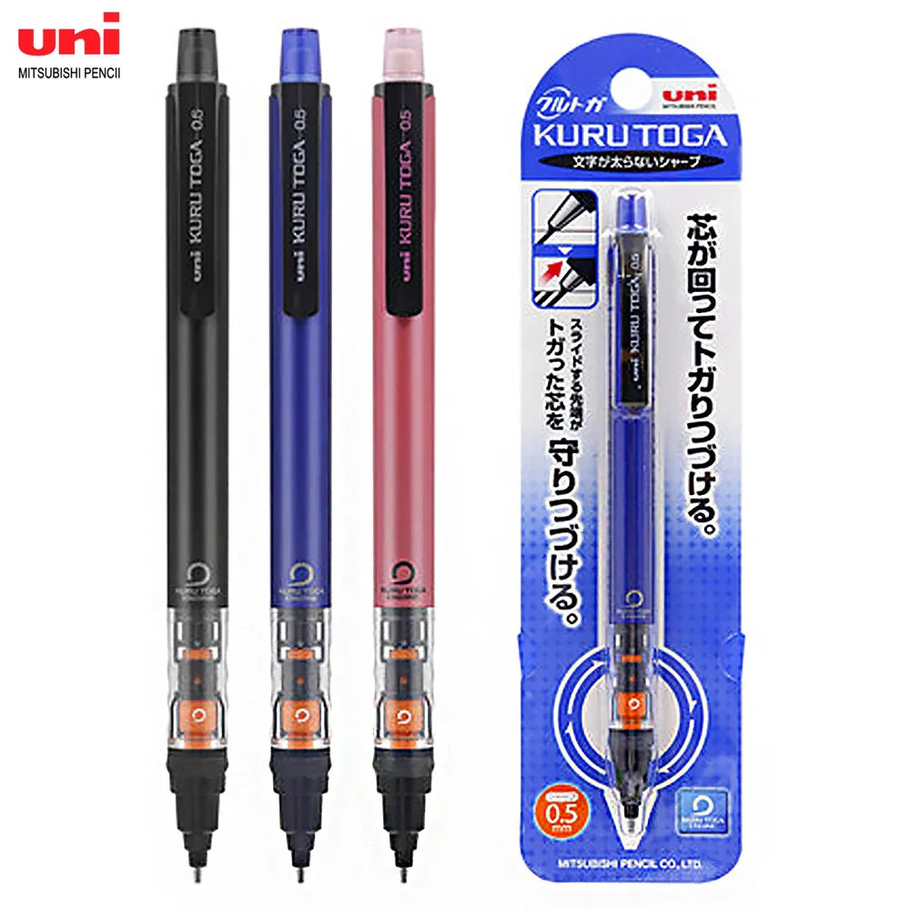 UNI KURU TOGA M5-452 Mechanical Pencil 0.5mm – Rotating Lead Automatic Pencil for Continuous Writing & Sketching