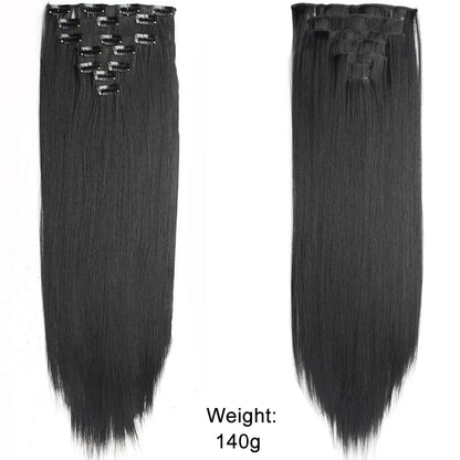 Women’s 7Pcs Hair Extensions with 16 Clips – Natural Black Straight Ombre Hairpiece
