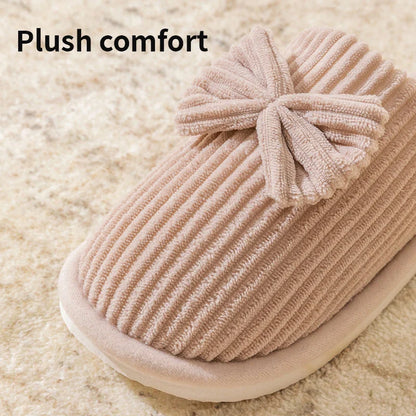 Women’s Fashion Bow Slippers – Lightweight Soft Warm Indoor Bedroom Slippers for Fall & Winter Home Comfort