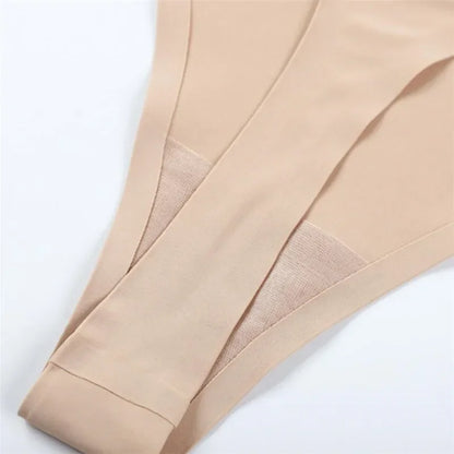 3PCS Ice Silk Seamless Thong Set for Women – Solid Low Rise Sexy G-String Sports Underwear, S-XL Sizes