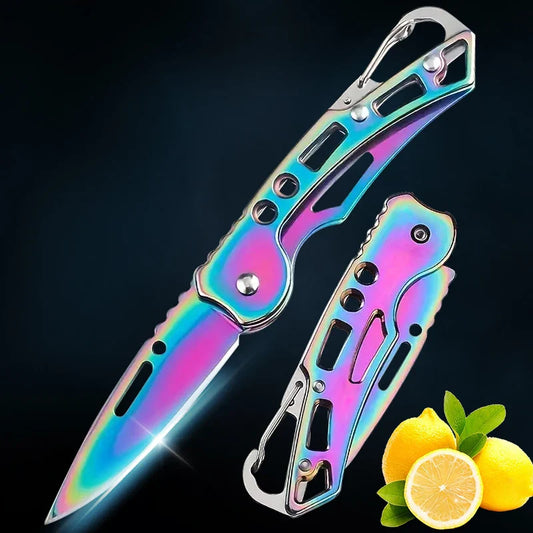 Folding Fruit Knife - Stainless Steel Outdoor Knife with Non-Slip Handle, Ideal for Kitchen and Pocket Use