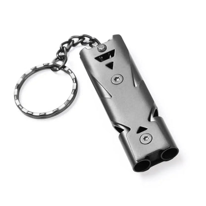 Double Pipe Whistle Keychain – High Decibel Outdoor Survival Emergency Tool