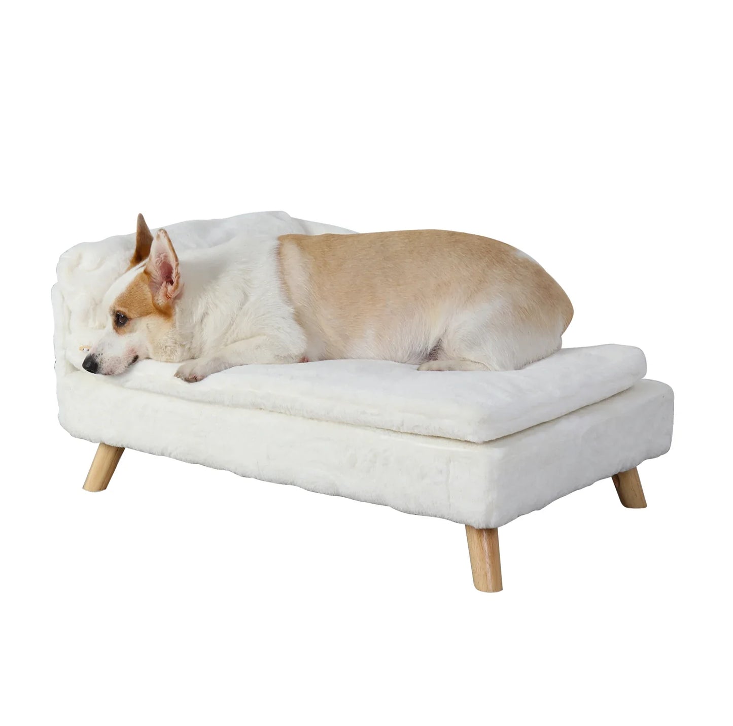 Elevated Pet Bed — Nordic Style Stool Bed with Cozy Waterproof Pad & Wooden Legs for Small Dogs & Kittens