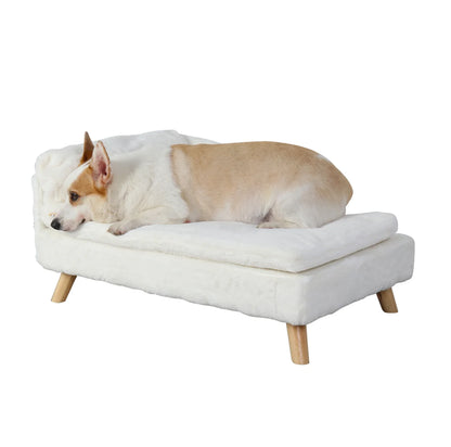 Elevated Pet Bed — Nordic Style Stool Bed with Cozy Waterproof Pad & Wooden Legs for Small Dogs & Kittens