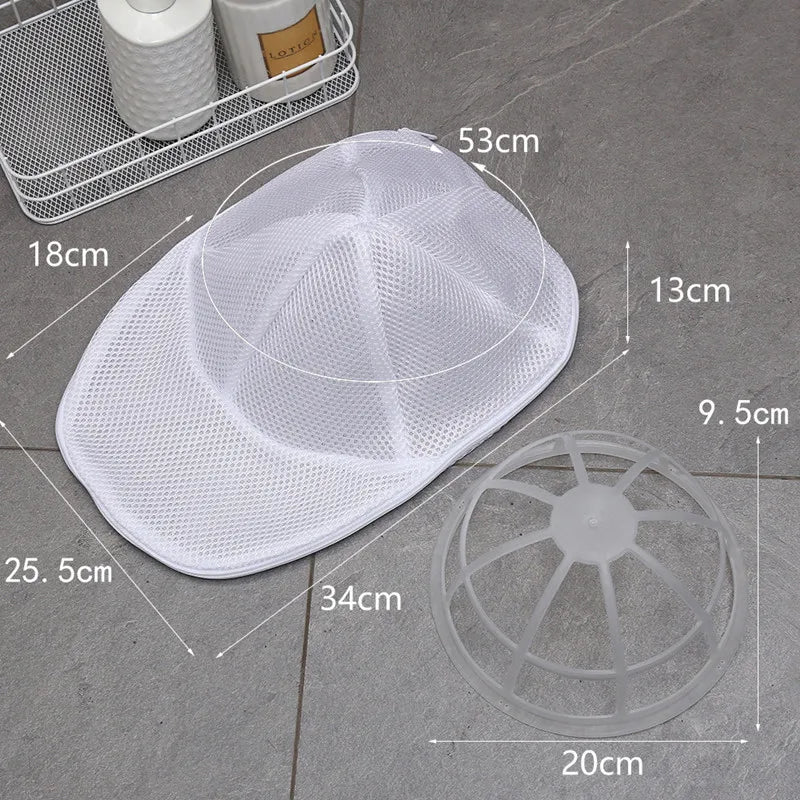Washing Machine Hat Protector & Laundry Bag - Small Clothes Wash Bag, Anti-Deformation Mesh Organizer with Zipper